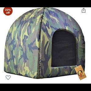 Foldable Den House for Puppies & Dogs (Army Print Den House, 50cm X 50cm X 55cm)